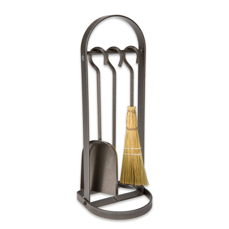 Enclume Hammered Steel Modern Fireplace Tool Set with Arch Base