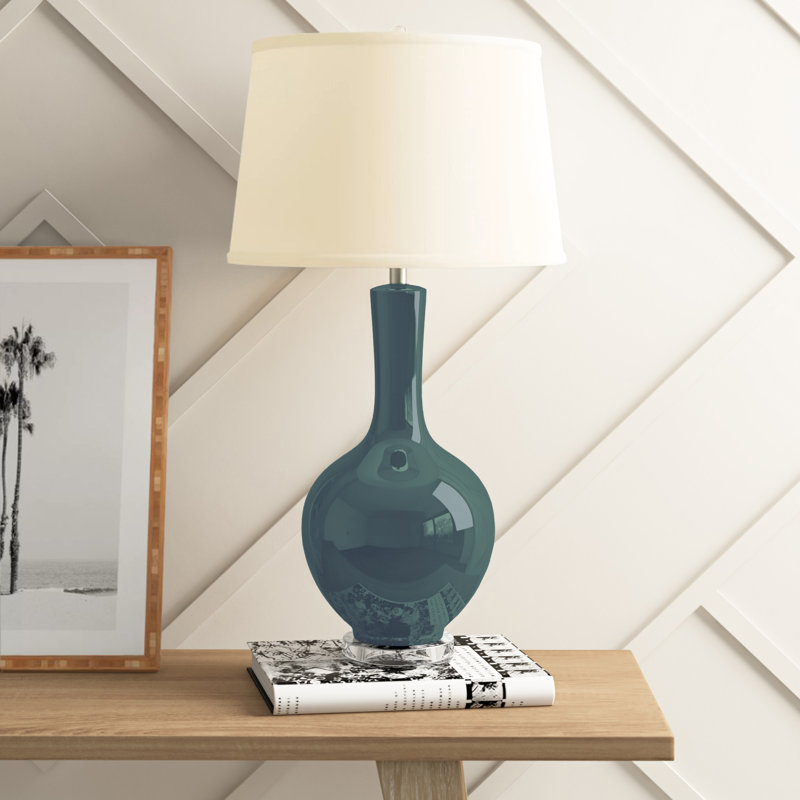 Minha Ceramic Table Lamp, Teal