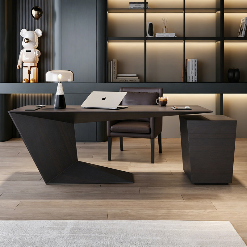 Bureau haut de gamme moderne de 62,99 po avec prises et tiroirs intégrés, 29.53" H x 62.99" W x 27.56" D