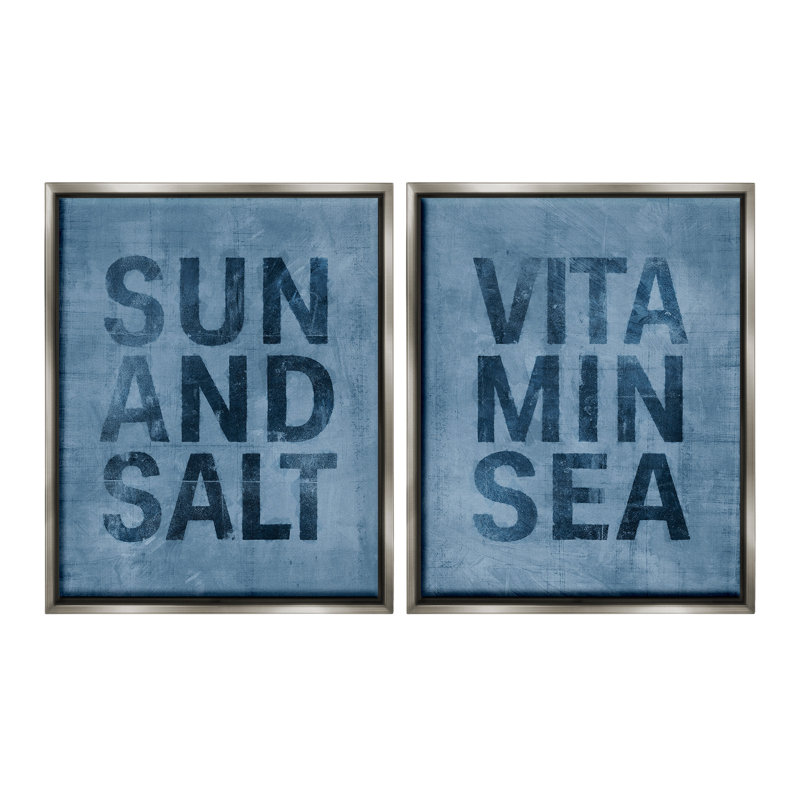 "Summer Beachy" par Victoria Barnes, 2 pièces sur toile, Cadre flottant gris lustré, H 21 po x l 34 po
