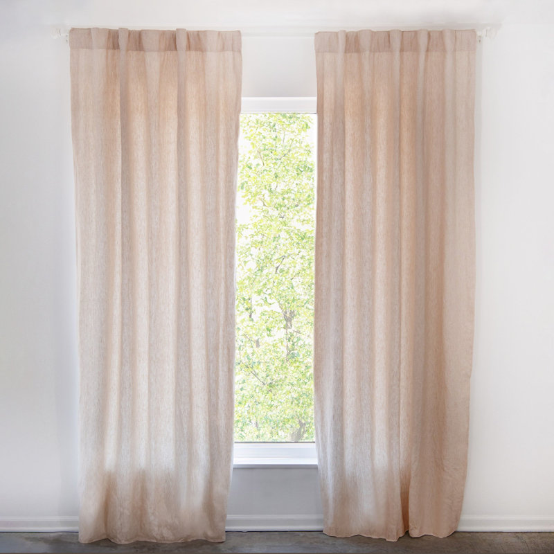 100% French Linen Curtain Set, 50" W x 96" L, Putty Heather