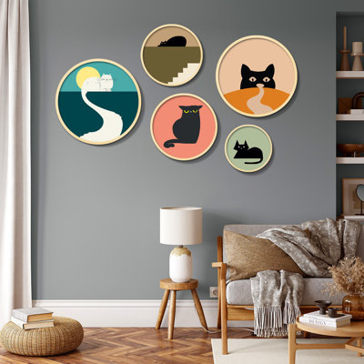 Elegant 5-Piece Decorative Framed MDF Painting Set, 17.1 x 17.1 inches & 14.6 x 14.6 inches & 12.2 x 12.2 inches & 10.2 x 10.2 inches & 7.1 x 7.1 inches | 100% Solid Wood Frames, Perfect for Home Décor & Gallery Walls