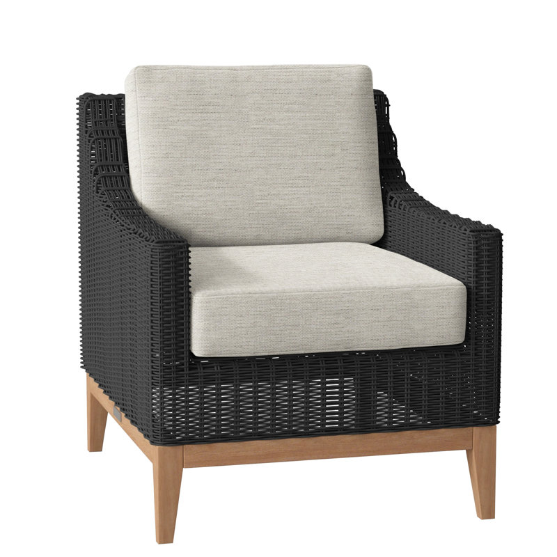 Frances Outdoor Lounge Chair, Sailcloth Salt, Frances Black