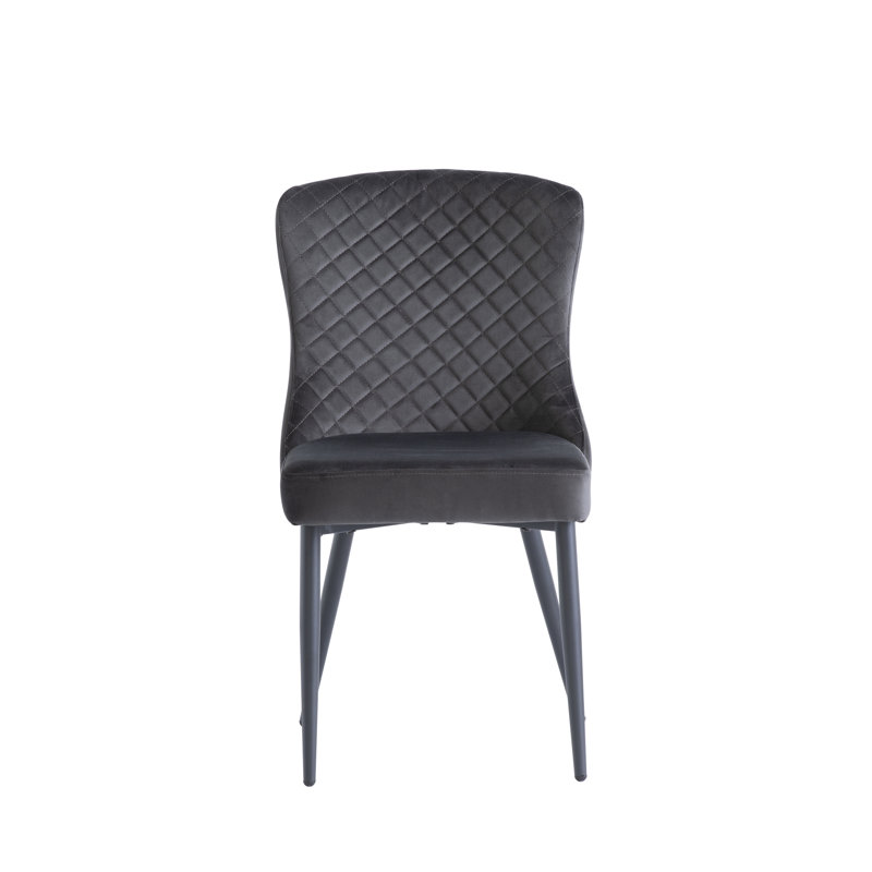 45cm H Velvet Upholstered Metal Side Chair, Graphite