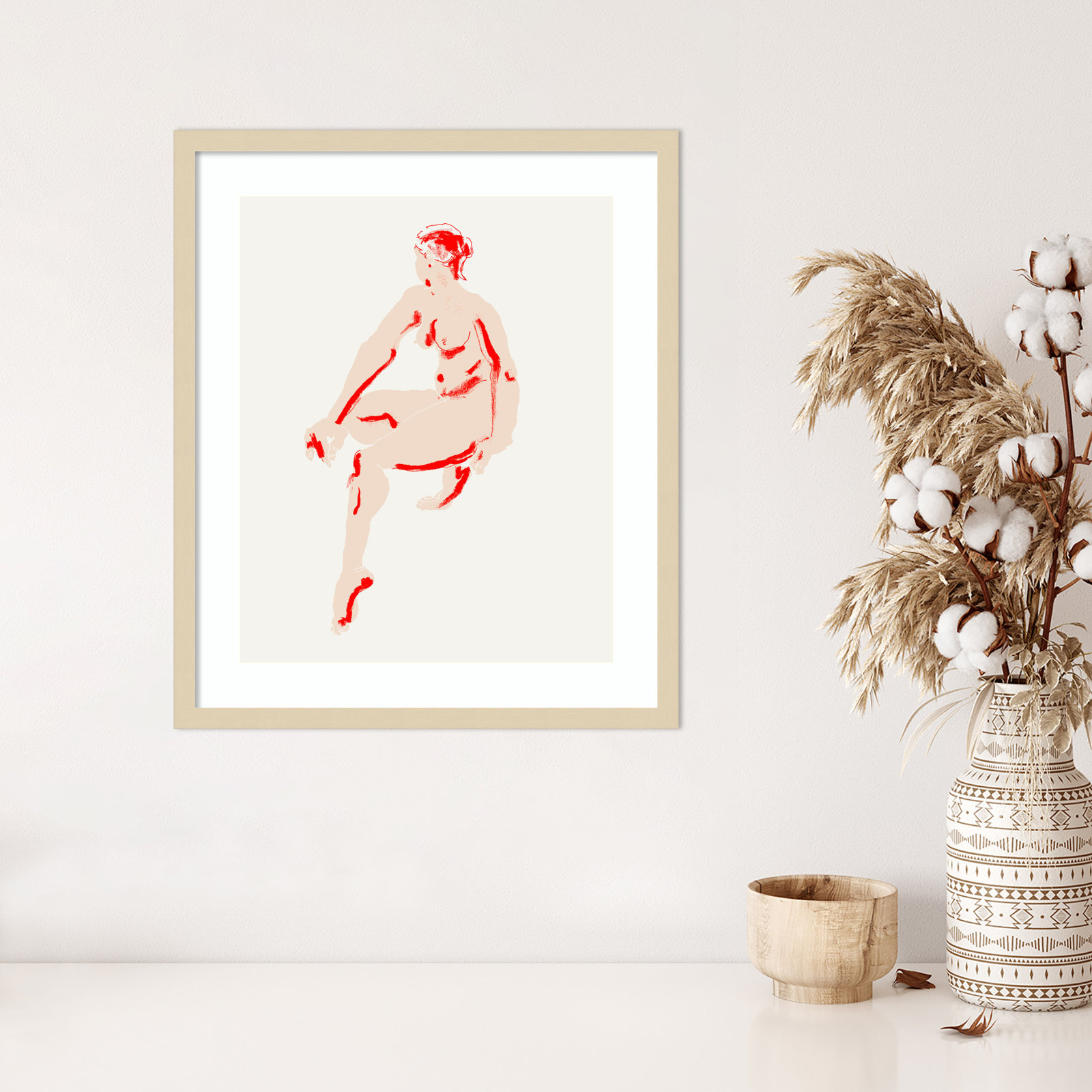 Henn "Naked Woman" Print, Brown, 25" H x 21" W