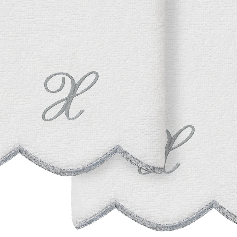  Ensemble de serviettes 100% coton turque ADORNIA, X, Blanc / Gris, Ensemble de 2 serviettes à doigts