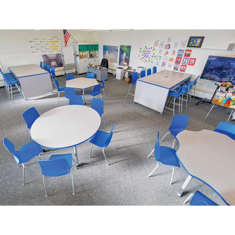 Table d'apprentissage collaboratif avec pieds de luxe - ronde - 60 po de diamètre, Aigue-marine, H 29 po x L 60 po x l 60 po
