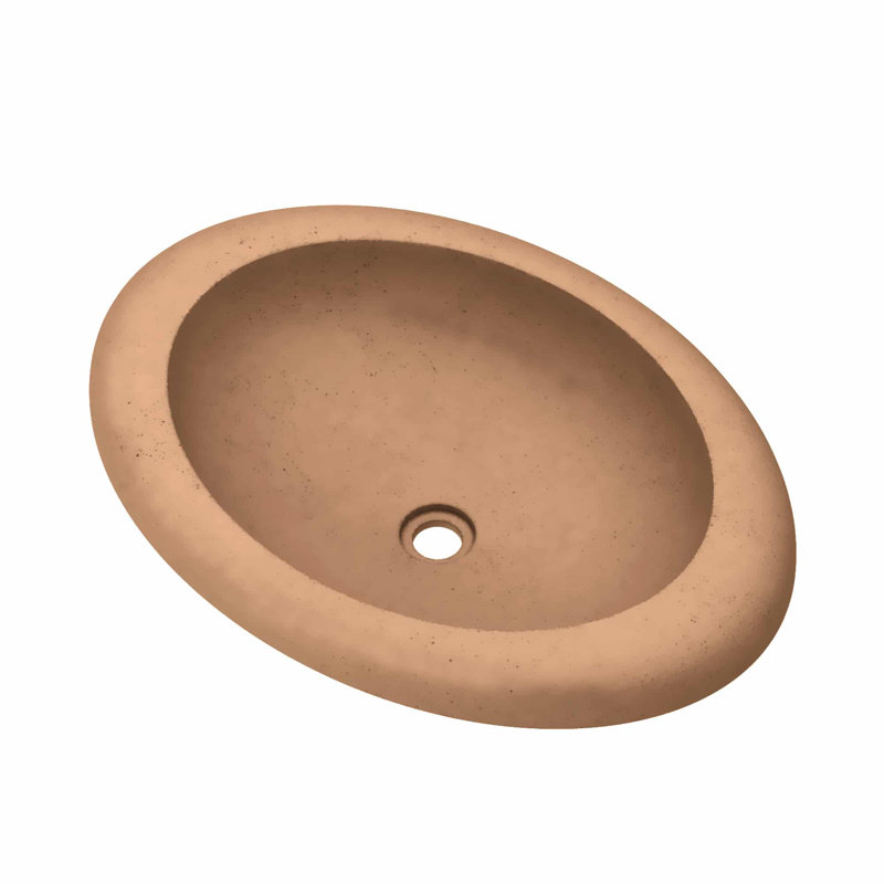 Lavabo de salle de bain ovale encastré à la main en béton Cuyama NativeStone, Terracotta