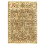 Hand Knotted Wool Oriental Area Rug in Brown And Ivory