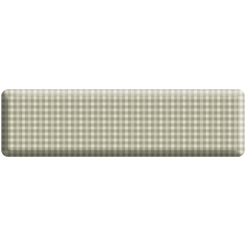 Anti-Fatigue Kitchen Comfort Mat, Cottage Check Pattern In Green, 20" x 72", Green