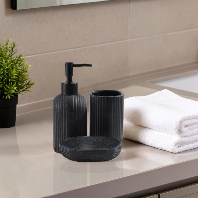 FLYNN 3 PCS BATHROOM SET, Black