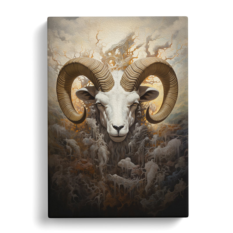 Ram Sheep Symbolism - Wrapped Canvas, 50cm H x 35cm W x 3cm D