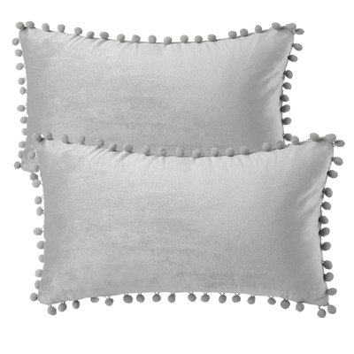 Coussin Silky Velvet Series Pom-poms