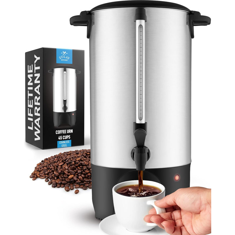 Cafetière commerciale en acier inoxydable Zulay Kitchen - urne à café avec couvercle verrouillable et poignées froides