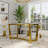 70 Inch Sintered Stone Dining Table With Brushed Metal Base-19276362