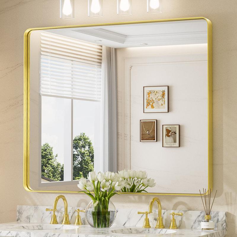 Miroir d'appoint Tyro, Doré, 48 po x 40 po, Rectangulaire