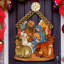 Décoration porte-fêtes en bois de noël old world crèche