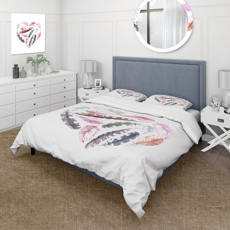 Brown/Purple/Blue Microfiber Duvet Cover Set, Queen Duvet Cover + 2 Standard Shams