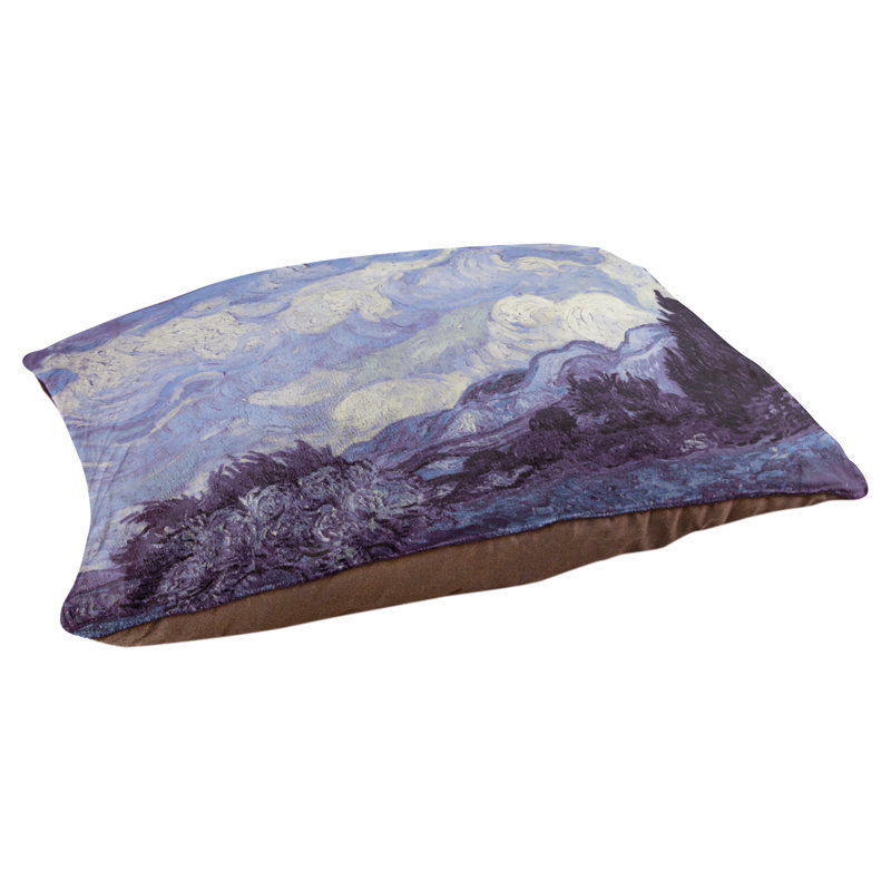 Coussin de concepteur indigo wheatfield avec blé cyprès Burk, Indigo / brun foncé, L 32,5 po x l 42,5 po