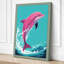 Leaping Dolphin Coastal 1 Piece Wrapped Canvas Wall Art-857222310-857222312
