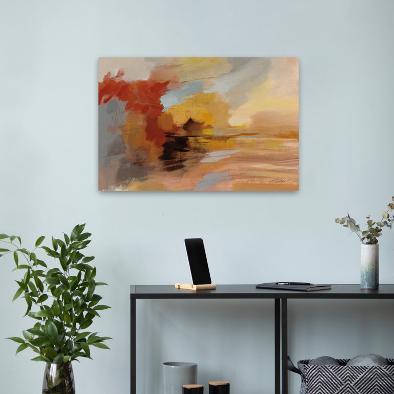 Tempête de sable - abstrait bleu gris brun crème, H 24 po x l 16 po
