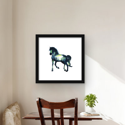 Elegant horse - Green Illustrative Framed Matted Print Decor