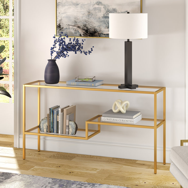 Lovett Wide Rectangular Console Table, Gold, 76.2cm H x 139.7cm W x 35.56cm D