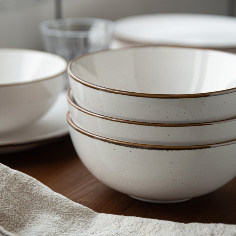  Service de table en grès 12 pièces, service pour 4 Sesame, Crème
