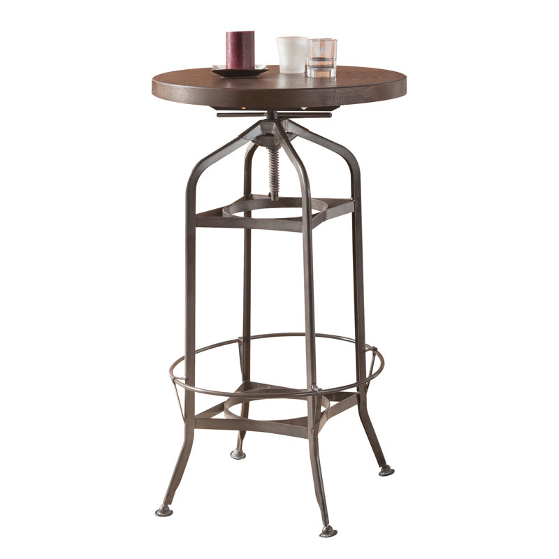 Renn Walnut and Gunmetal Round Bar Table
