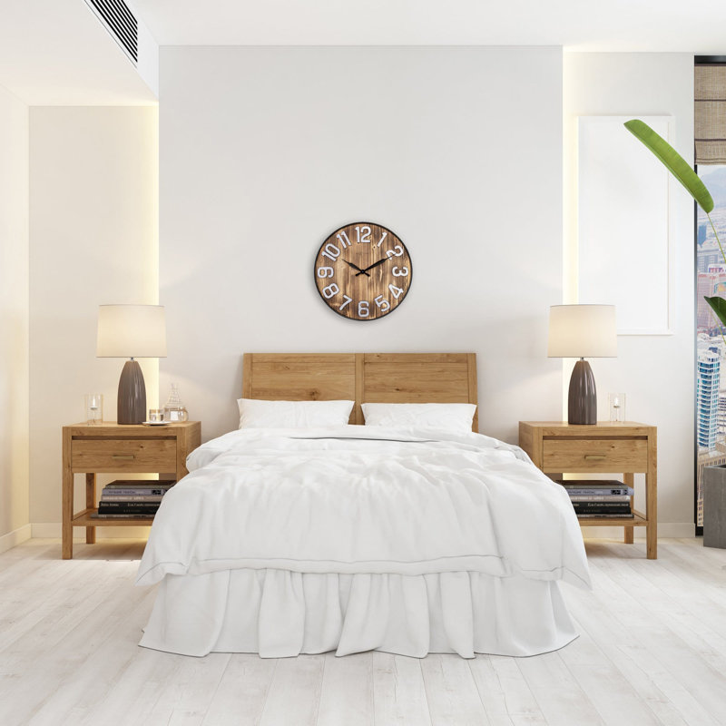 20-Inch Wooden Wall Clock With Metal Numbers