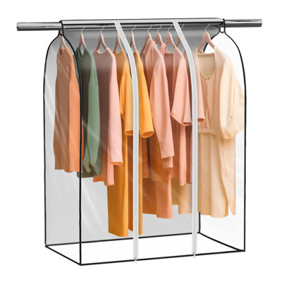 43" Clear Hanging Garment Bags For Closet Storage Extra Large Clothes Storage Bag Bottom Enclosed Winter Clothes Storage With 2 Zippers Clothes Protec