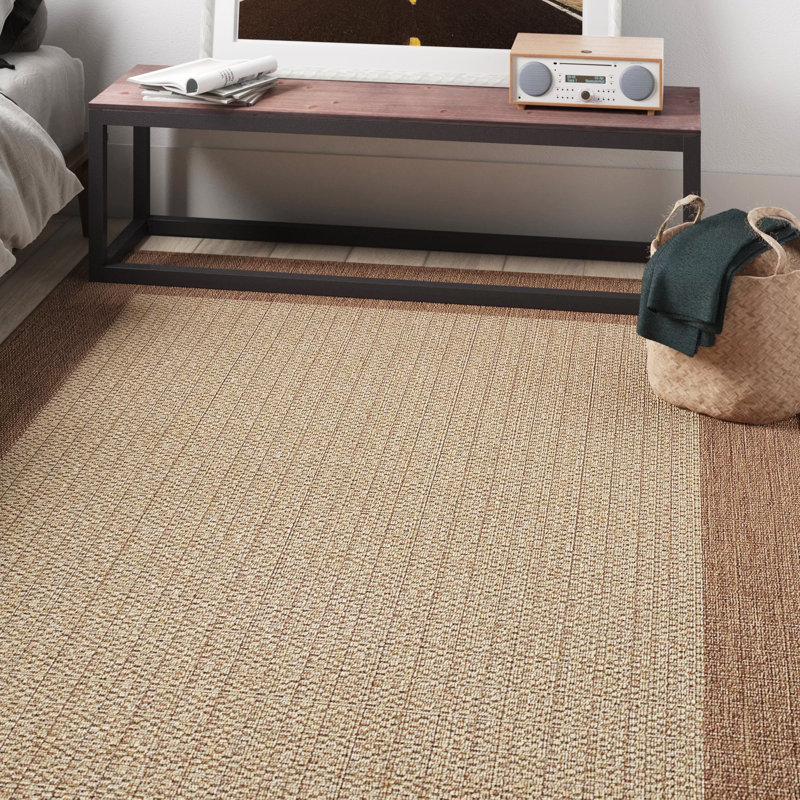 Tapis d'intérieur / extérieur naturel / cacao tissé à plat Sania, Rectangle 5 pi10 po x 9 pi2 po