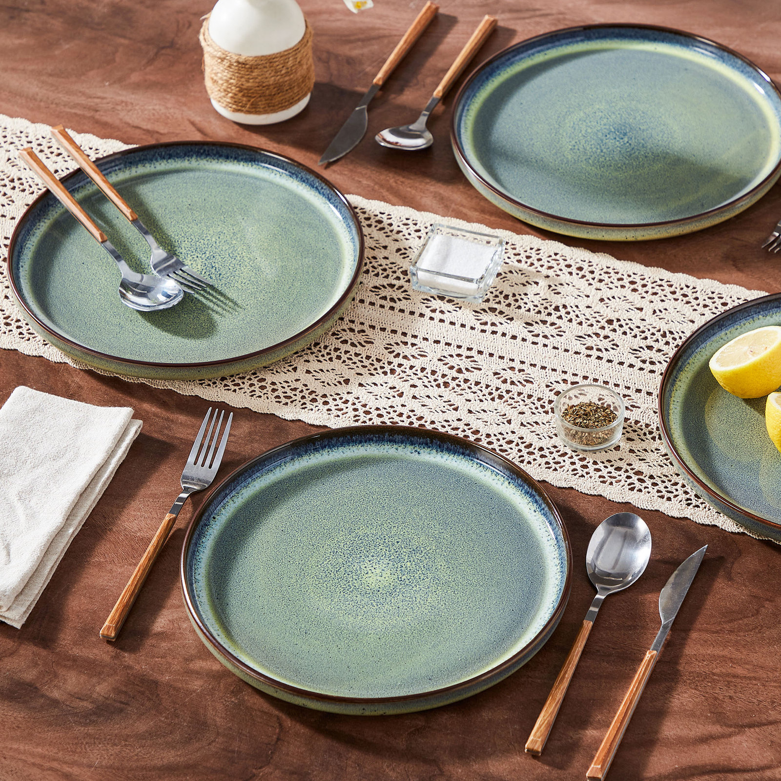 10" Ceramic Dinner Plate, Green