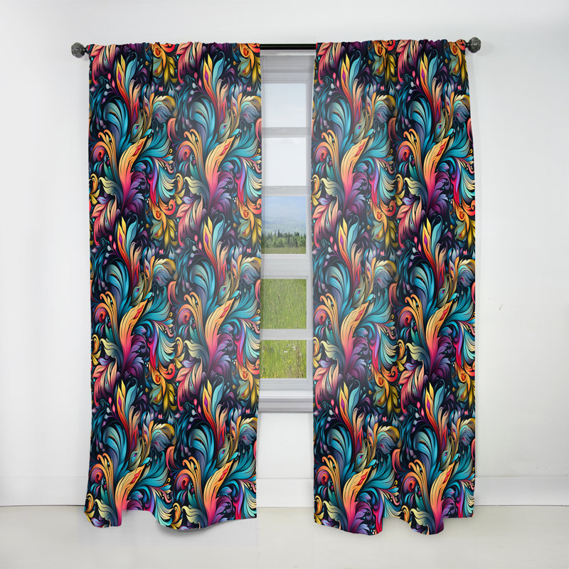 Artistique Boho Blend Motif Boho IV - Rideau Glam - Velours obscurcissant - 1 panneau, L 52 po x L 63 po