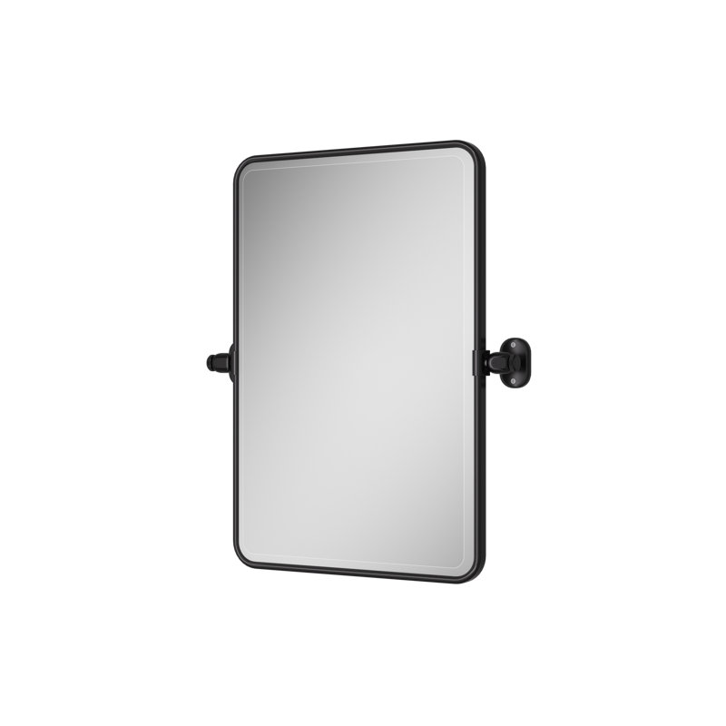 Miroir de salle de bain inclinable avec verre trempé, 36 po x 24 po, Noir