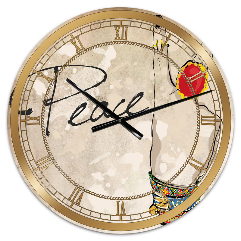 Horloge murale Gipsy Hippy Hand Peace, Surdimensionné