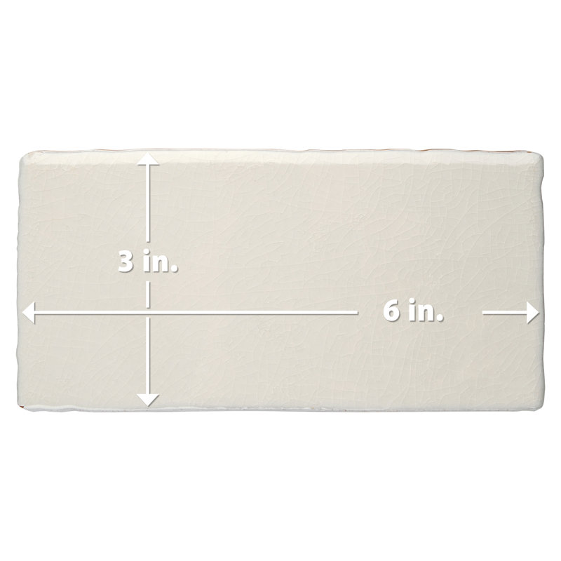 Antic Craquelle 3" x 6" Ceramic Concrete Look Subway Wall Tile, White