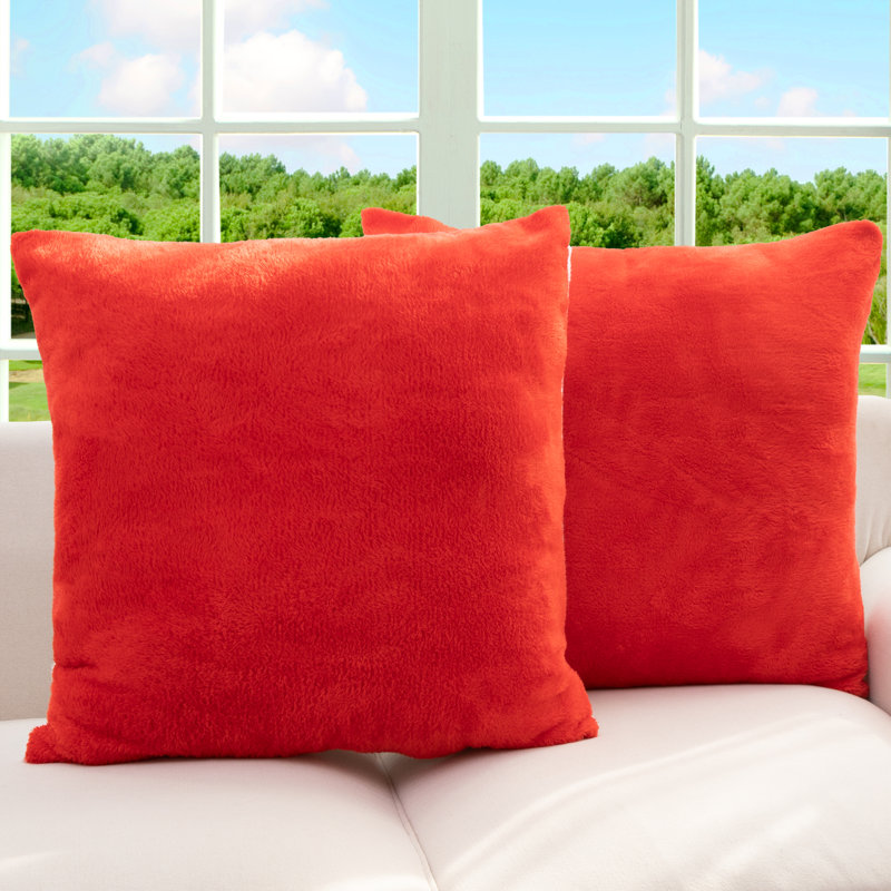 Coussin décoratif, Rouge, H 18 po x l 18 po