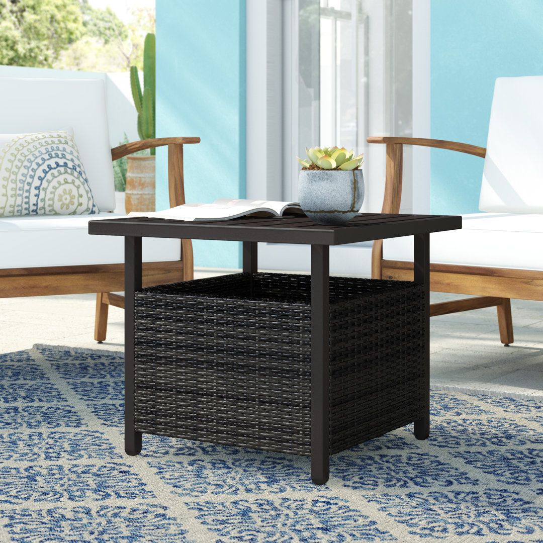 Mercedes Square Metal Outdoor Side Table With Umbrella Hole , 22'' in. W 22'' in. D Breakwater Bay
