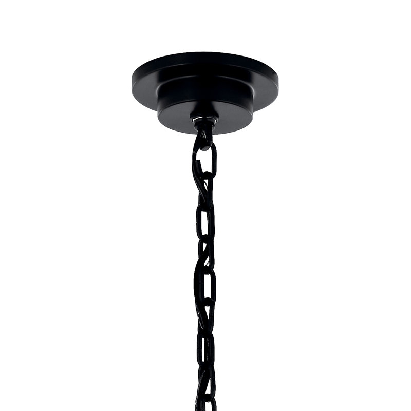 18 - Light Steel Dimmable Wagon Wheel Chandelier, Satin Black
