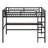 Metal Loft Bed With Power Outlet And LED Lighted, Space-Saving-574603885