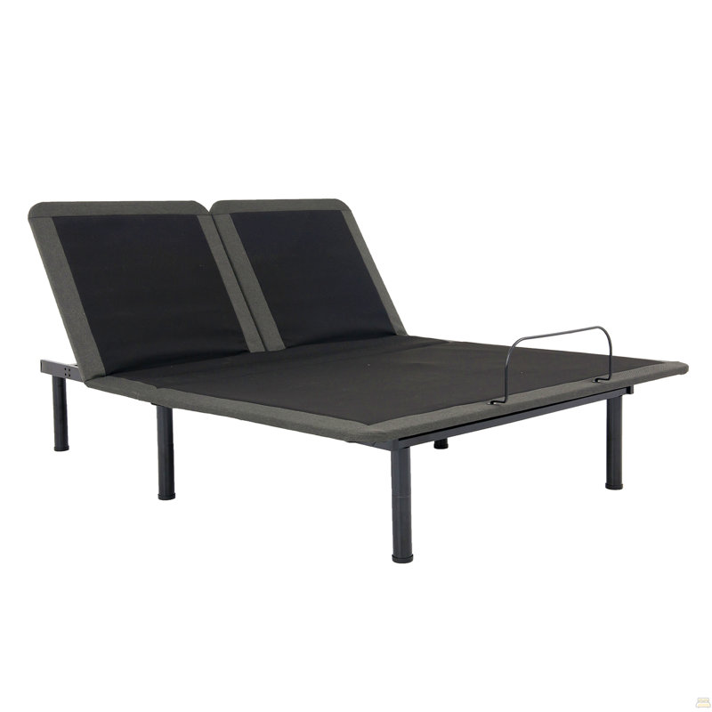 Queen Size Flex Top Quick Assembly Adjustable Bed Frame With Voice Activated Controls, Black/Gray, Queen