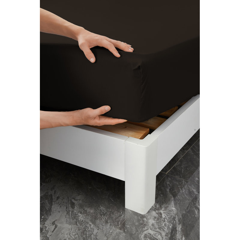 Ensemble de draps en rayonne , Marron foncé, Ensemble de draps pour très grand lit + un drap-h