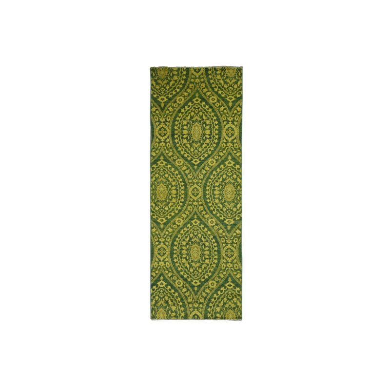 Tapis de couloir vert en laine noué à la main 4 pi 1 po x 11 pi 8 po 648CAF3CD53947EDAF5B6C2DB6F6D03E