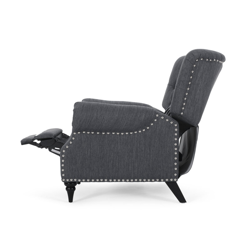 Camay Upholstered Fabric Recliner, Charcoal Polyester