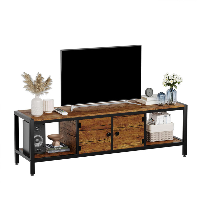 TV Stand With Storage,TV Entertainment Center TV,Wooden TV Stand For Living Room, Bedroom, 58", Brown