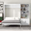 Lit escamotable double avec tablettes de rangement et amp; Armoire (blanc), aucun sommier requis, soutien solide
