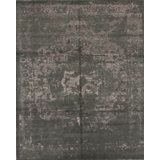 Windsom Oriental Area Rug in Dark Teal/Light Pink