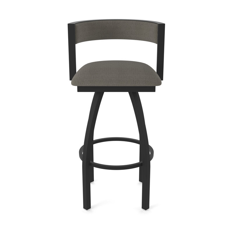 Tabouret Artémis, Noir froissé, Tissu - graphique calice, Tabouret de bar (siège d'une hauteur de 30 po)