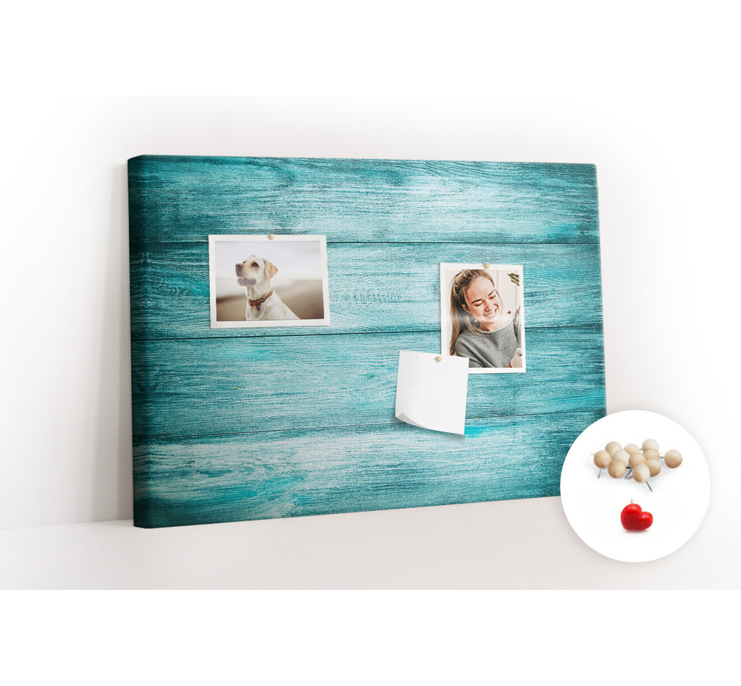 Wall Mounted bulletin board print wall art notice boards for office corkboard Blue old wood